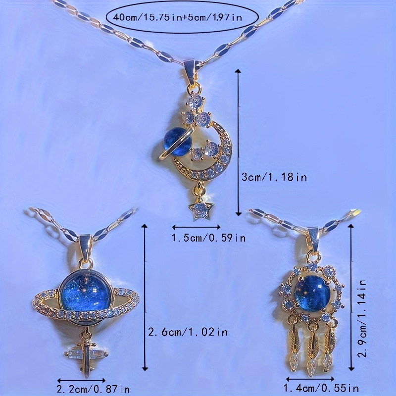 3pcs Set of Star Themed Necklaces, Classic Versatile Pendants